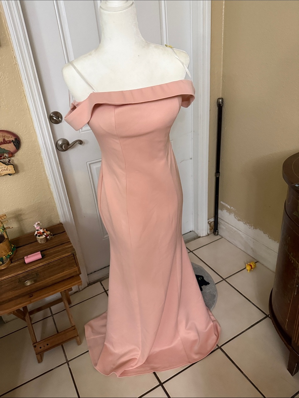One-Shoulder Blush Pink Mermaid Evening Gown